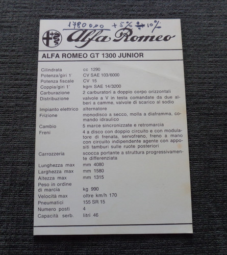 Alfa romeo 1300 junior - romeo, gt